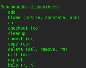 consola svn help
