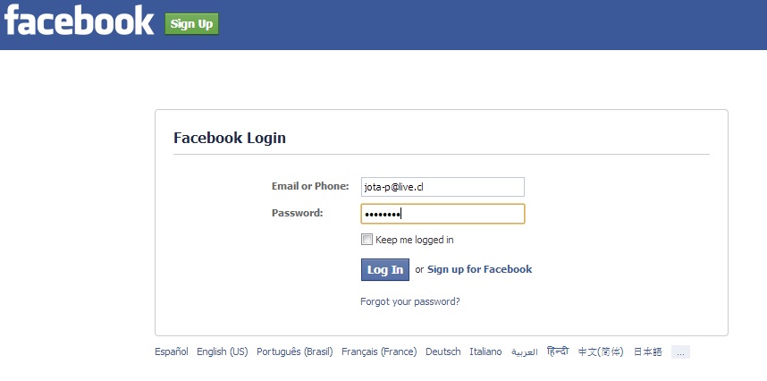 Login Facebook