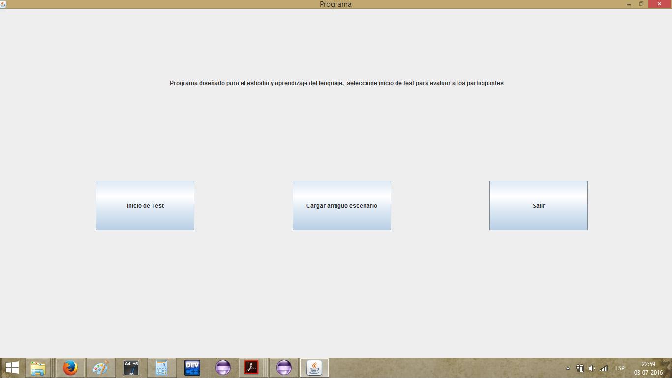 Pantalla inicial