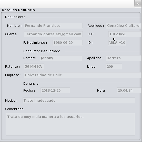 Detalles Denuncia